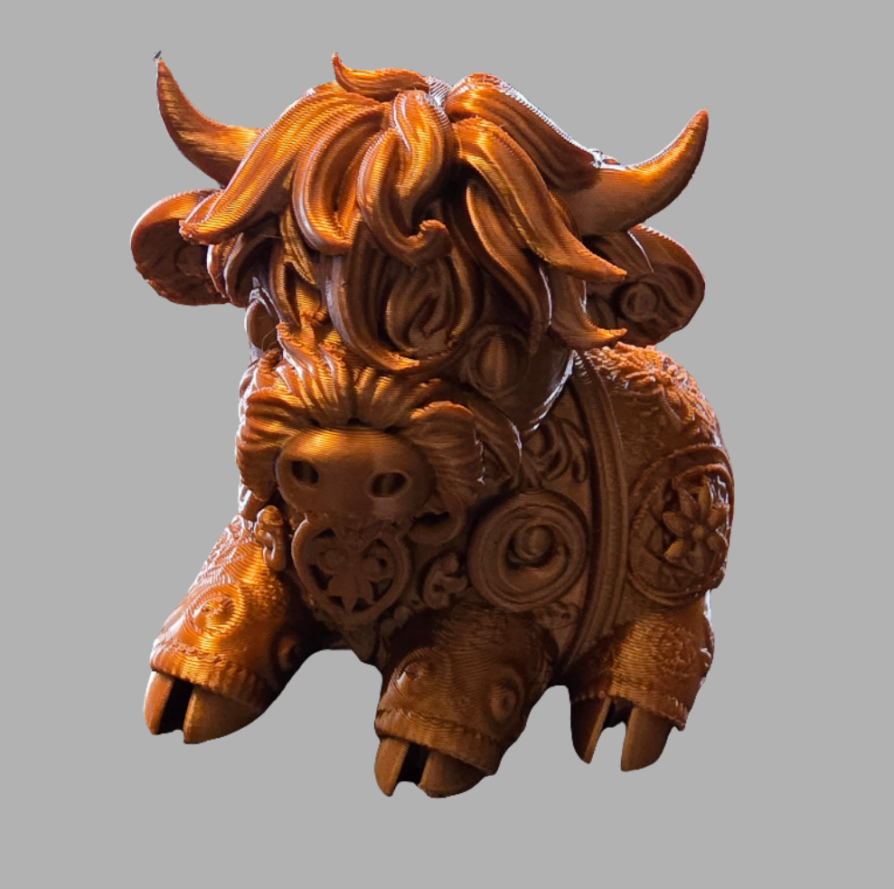 3D printed Floral Highland Cow