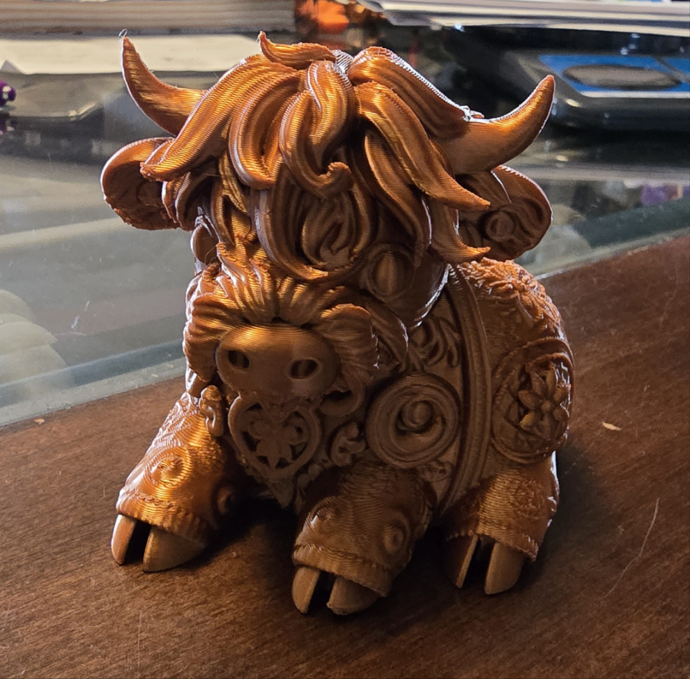 3D printed Floral Highland Cow